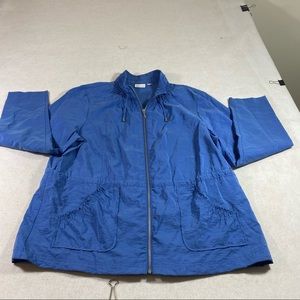 Zenergy Full Zip Jacket drawstring Waist Pockets 3/4 Sleeves Light Blue …